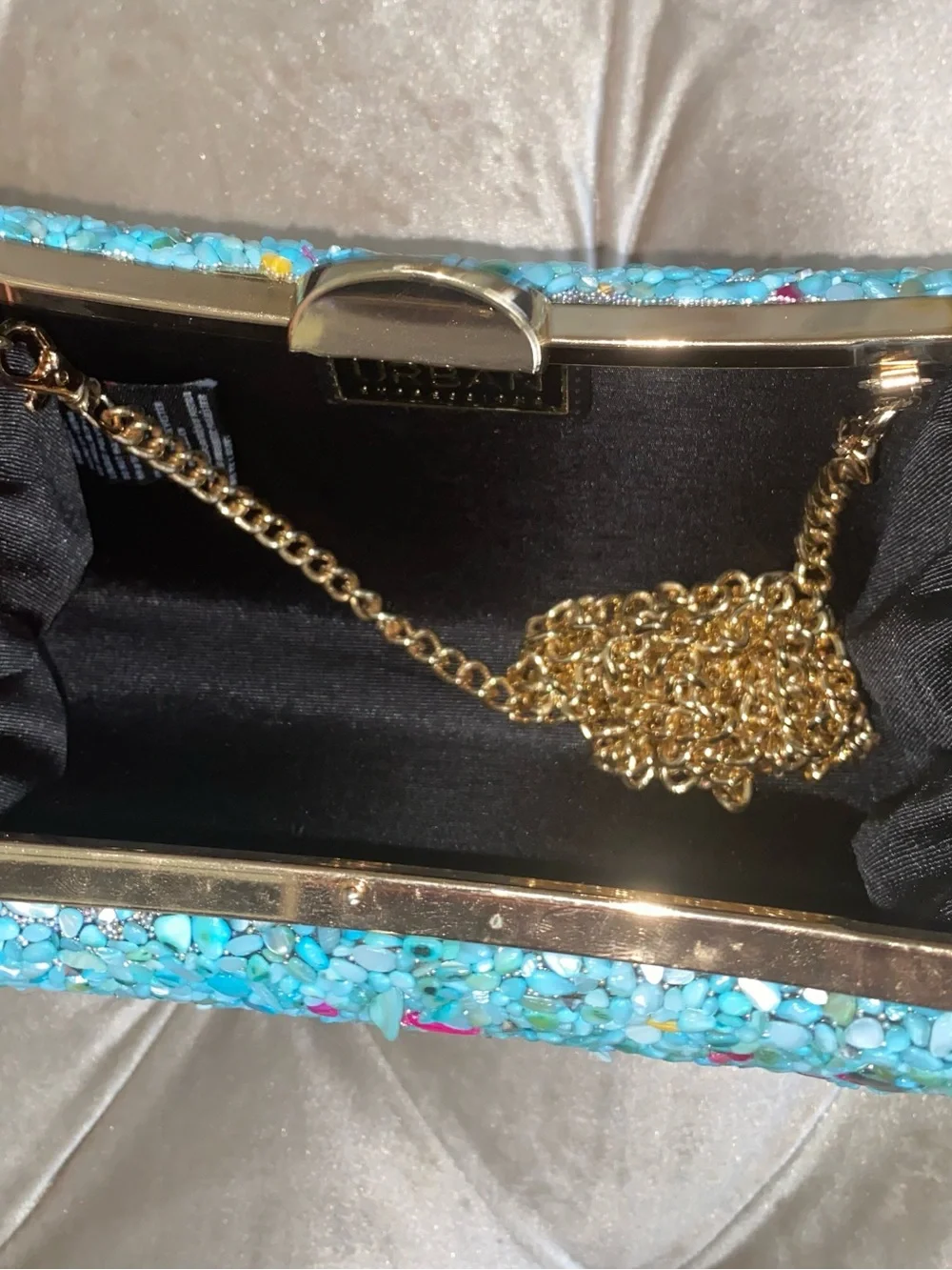 Turquoise Beaded Evening Clutch - Sparkling Turquoise Handbag